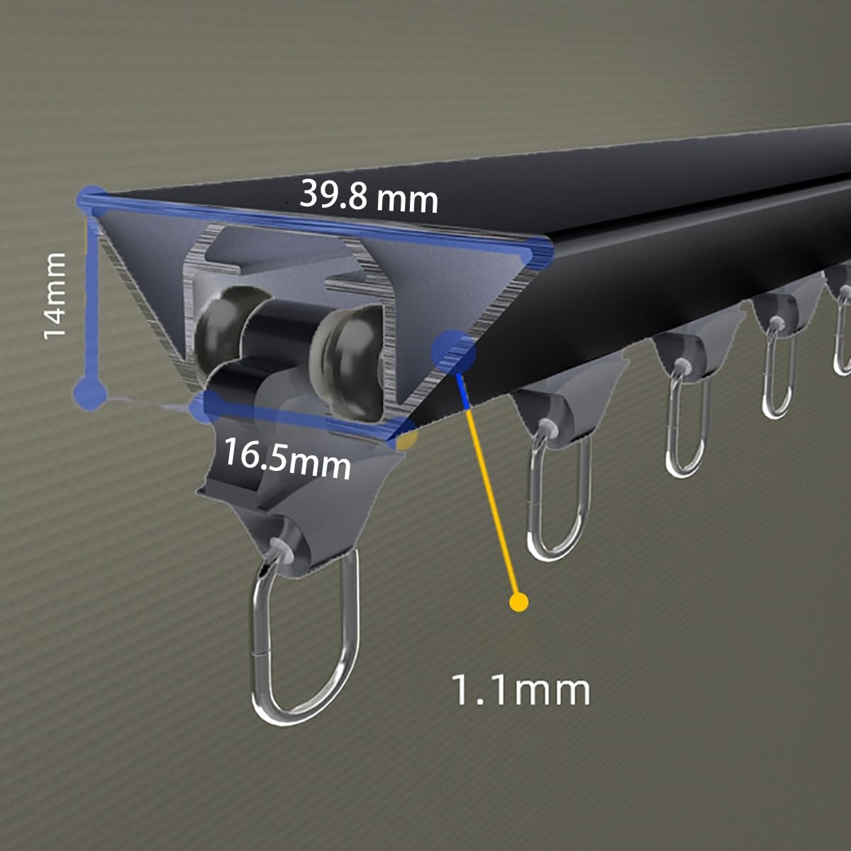 Générique Système de Rail à Rideaux, Rail en Aluminium Auto-adhésif Silencieux de 1,6 m (5,2 pi) - Fixation au Plafond sans perçage pour des Rideaux coulissants en douceu
