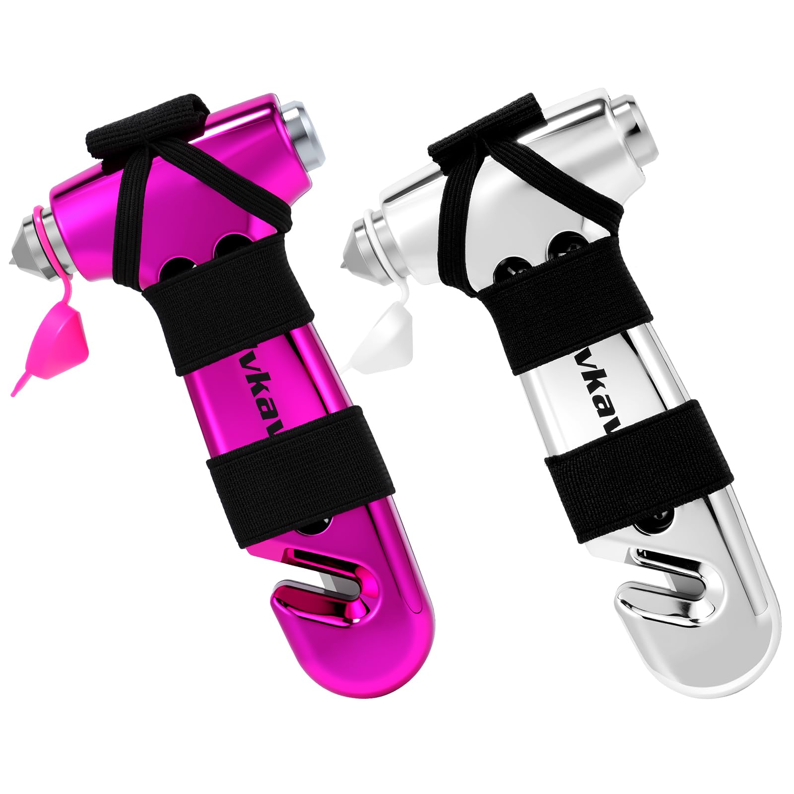 Window Breaker, 3 in 1 Emergency Escape Tool with Car Safety Hammer and Seat Belt Cutter, Safety Emergency Car Escape Tool, Road Trip Essential and Must Haves (2 Pack, Pink and Silver)