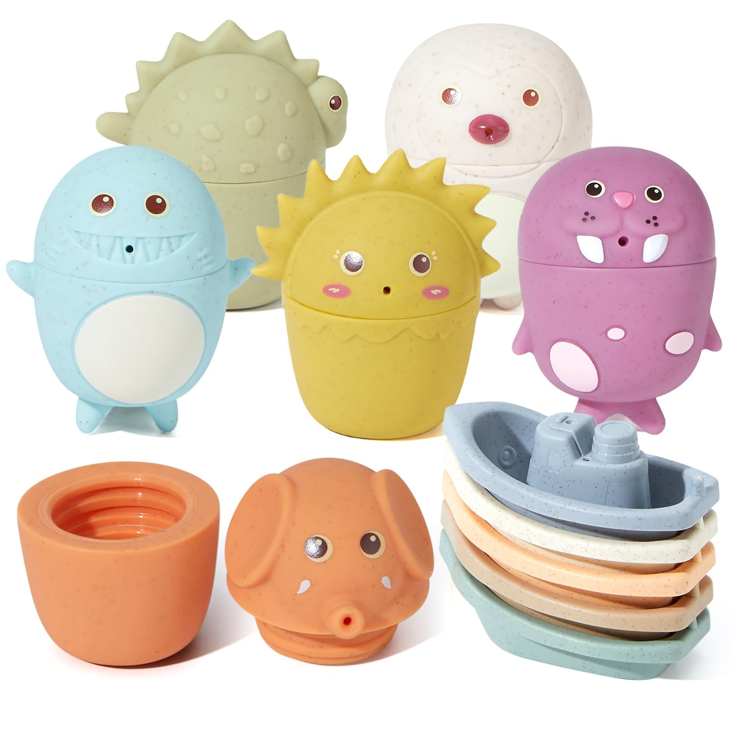 Photo 1 of AMCHSURI Bath Toys with Floating Boats for Toddlers 1-3, 11 PCS Mold Free Bathtub Toy for Infants 6-12 Months, Eco-Friendly Non Toxic Water Table Toys Toddler Birthday Gift for Preschool Boys/Girls Mold Free Boats&Sea Animals 11PCS