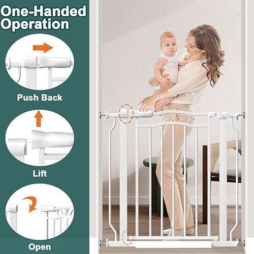 Miniatura 3 de Fairy Baby Puerta de seguridad para perros extra ancha de 53.1 a 62.5 pulgadas, extensiones de puerta de seguridad para perros para escaleras,