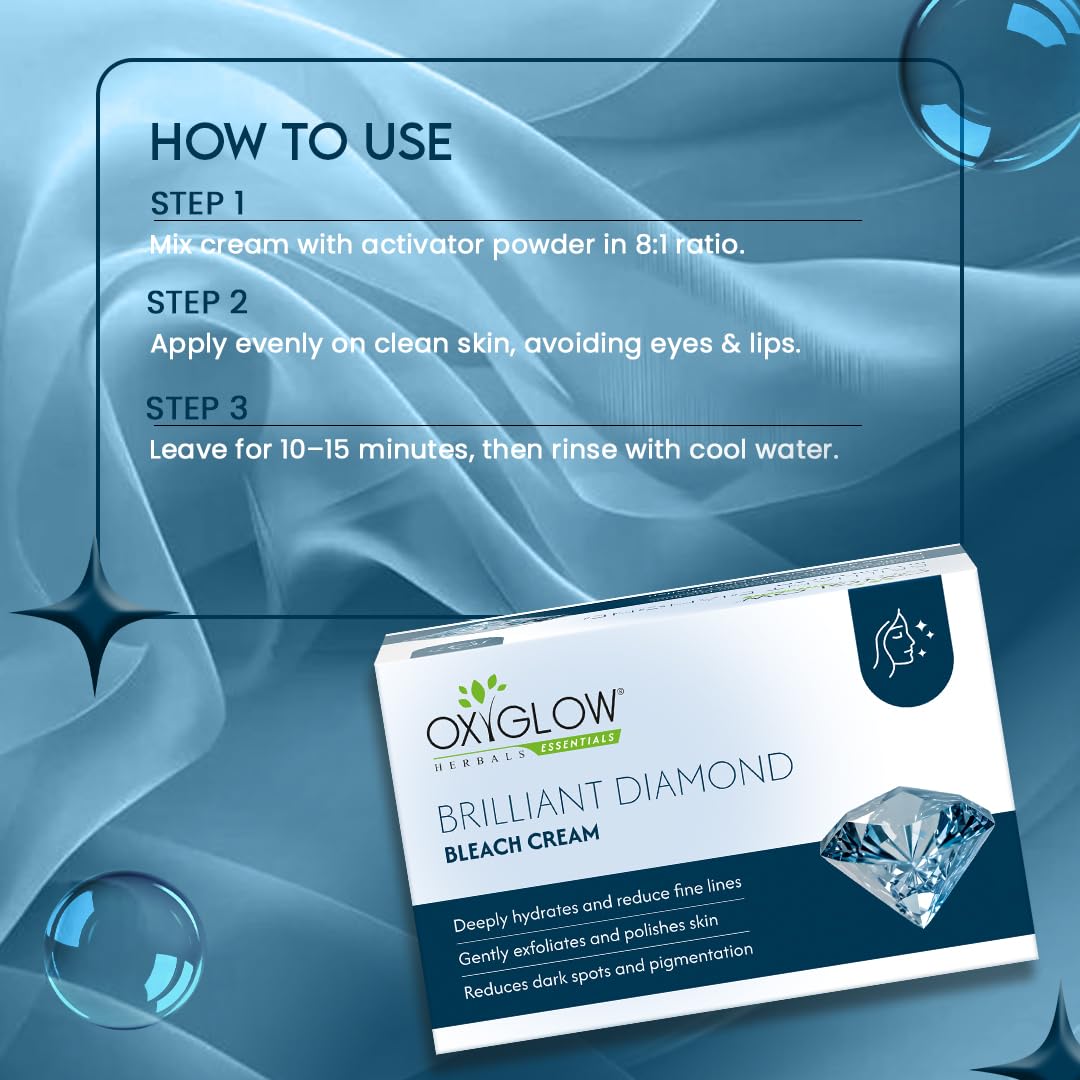 OxyGlow Herbals Brilliant Diamond Bleach Cream 250g | Face Bleach Cream for Instant Glow, Skin Brightening & Pigmentation Care | Diamond Pigment, Moringa & Lily Extract 3
