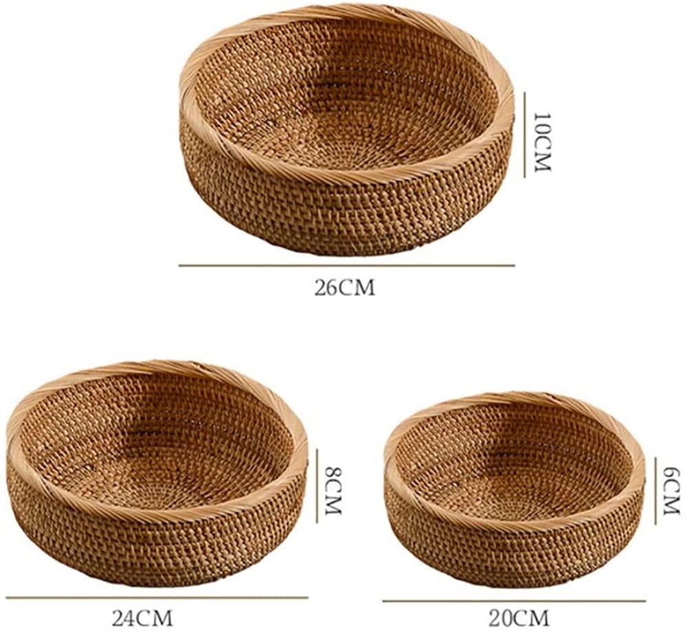 Cestas De Pan Hechas A Mano, Cestas Tejidas De Mimbre, Pan, Frutas, Verduras, Aperitivos, Cestas Para Servir, Mesa De Restaurante-26cm