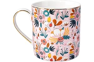 WAVEYU Ceramic Floral Mugs for Women and Men