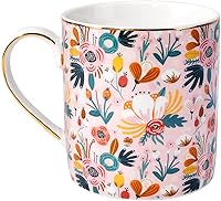 Vista 12 de Taza de cerámica WAVEYU para mujeres, linda taza de café y agua con asa para las fiestas de Navidad, diseño de mármol con asa para el hogar