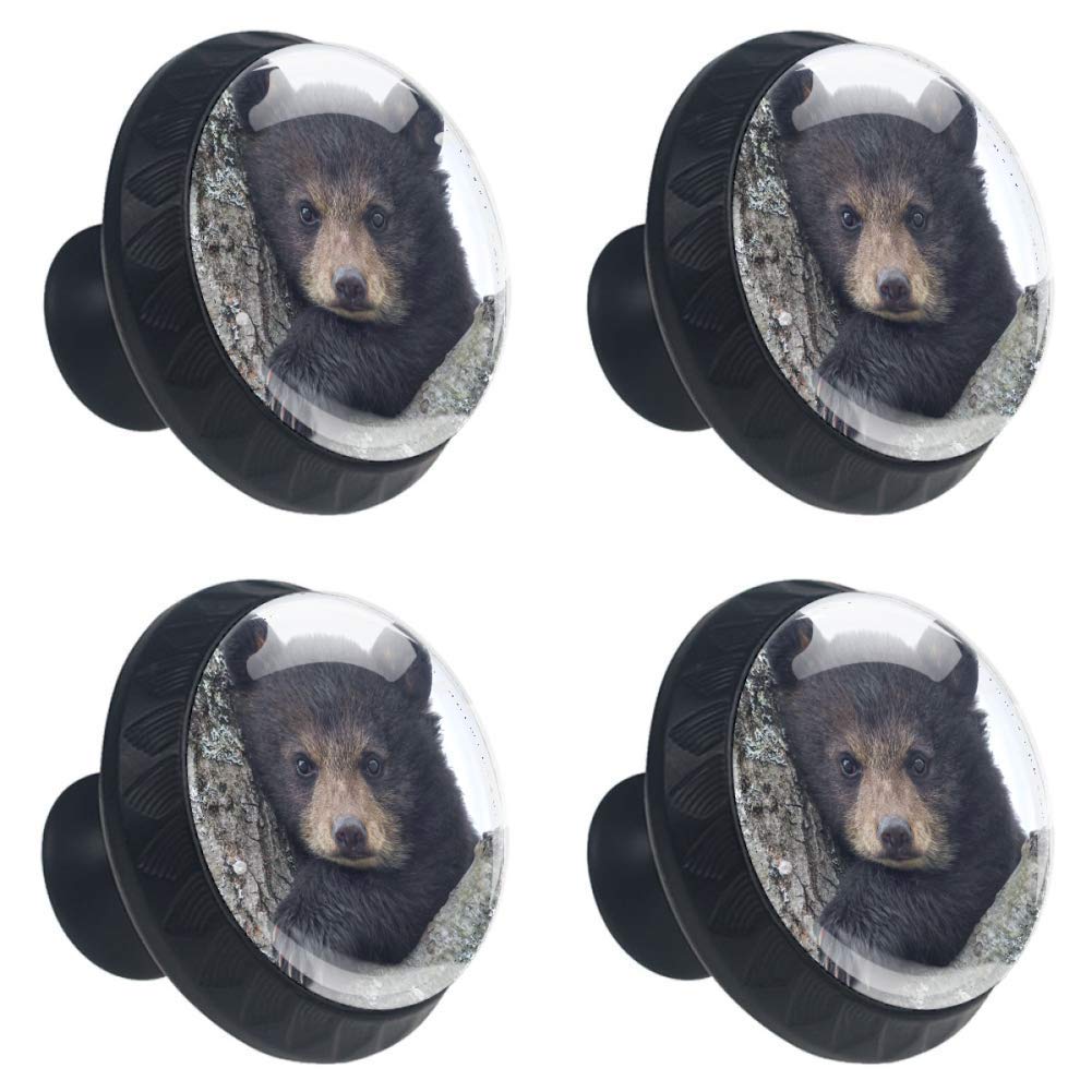 PDTXCLS TANGDIAABBCC Aeiniwer DEYYA Bear Cub Eyes Crystal Glass Cabinet Door Knobs Pulls Handles Ergonomics Drawer Handles 4pcs