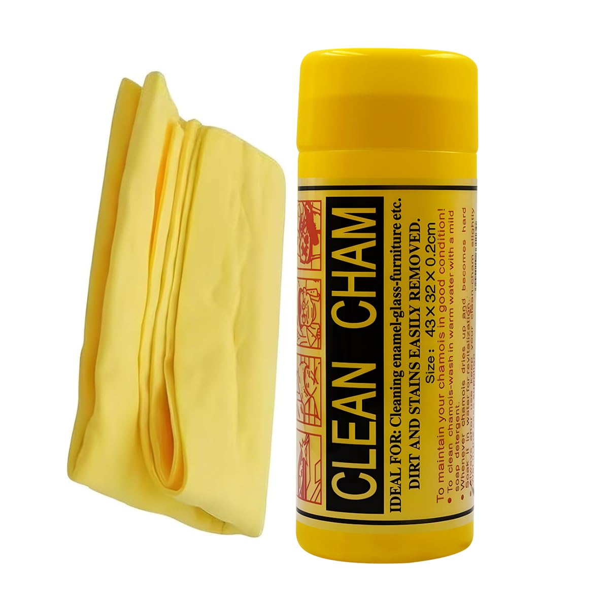 Synthetic Chamois Cloth for Cleaning Car & Bikes | Super Absorbent | Drying Car Reusable Shammy Towel, Multifunctional, Dry & Wet for Glass, Furniture - (Yellow Color, 43x32)