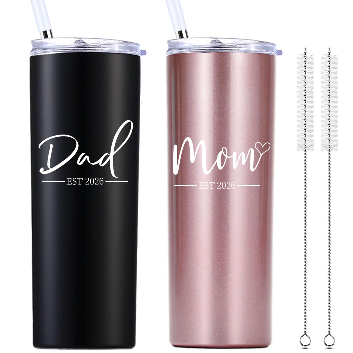 momocici Dad Mom Est 2026 20 OZ Skinny Tumbler.Anniversary New Parents Pregnancy Parents to be Gift.Father's Mother's Day Couples Gifts.Mom to Be Dad