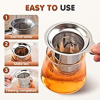 Vista 5 de Infusor de Té de Acero Inoxidable con Coladores, Nuevos Coladores y Filtros de Té 2025 para Té Suelto con Asas Resistente al Calor, Tazas de Colador