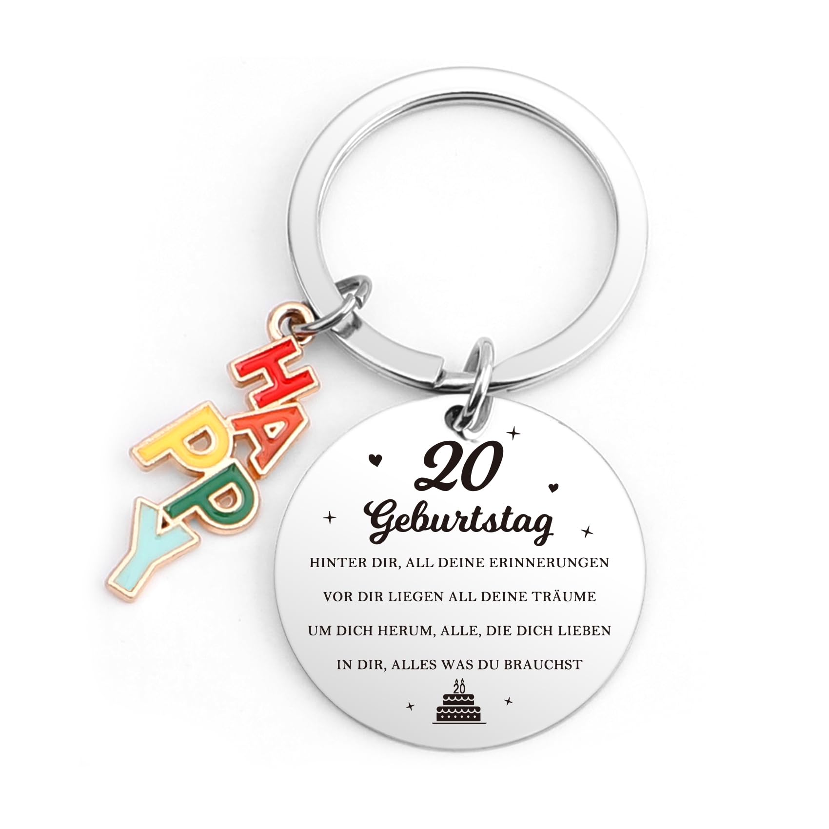 Schlüsselanhänger 20. Geburtstag Silber