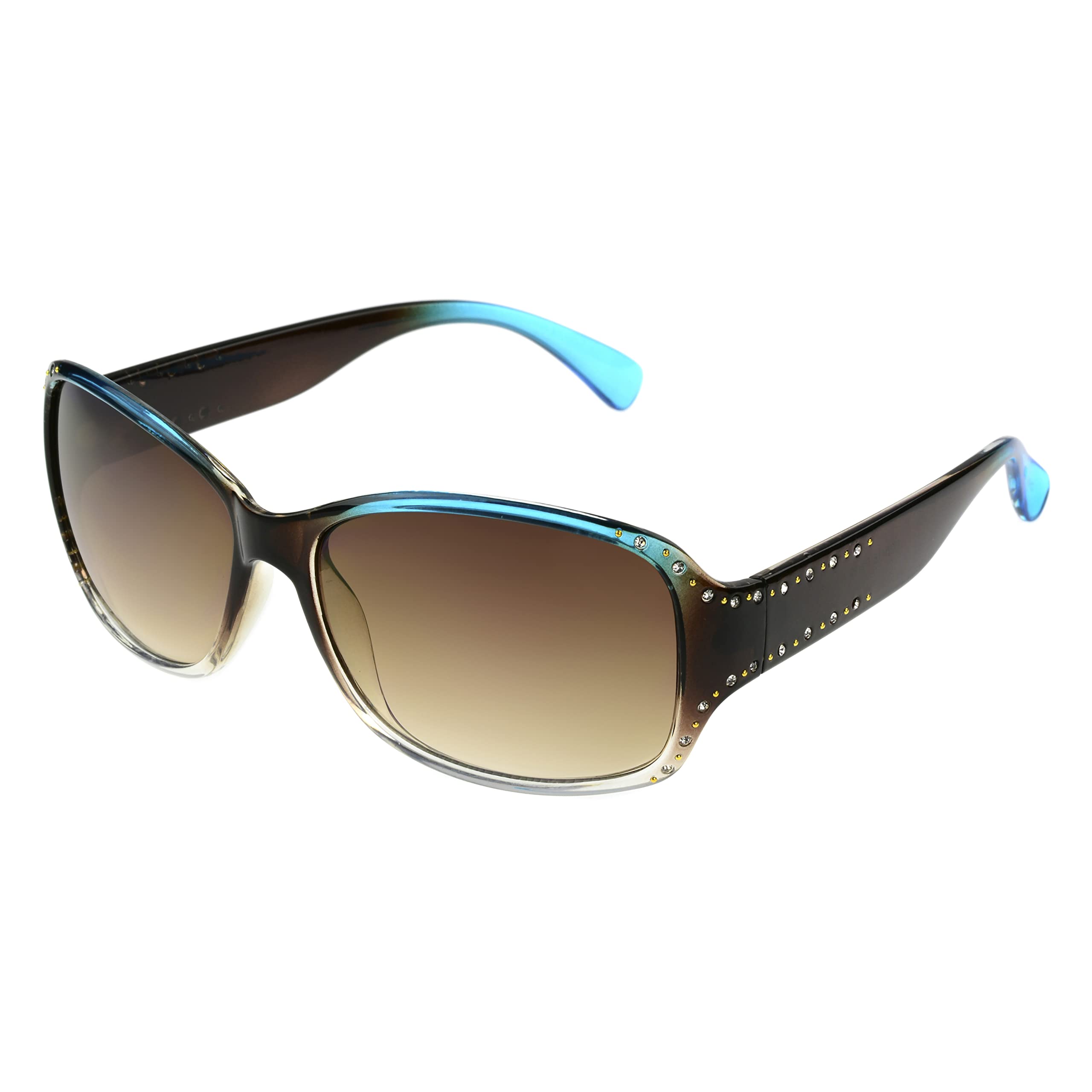 Panama Jack Womens Studded Square Sunglasses Turquoise Blue Crystal 59
