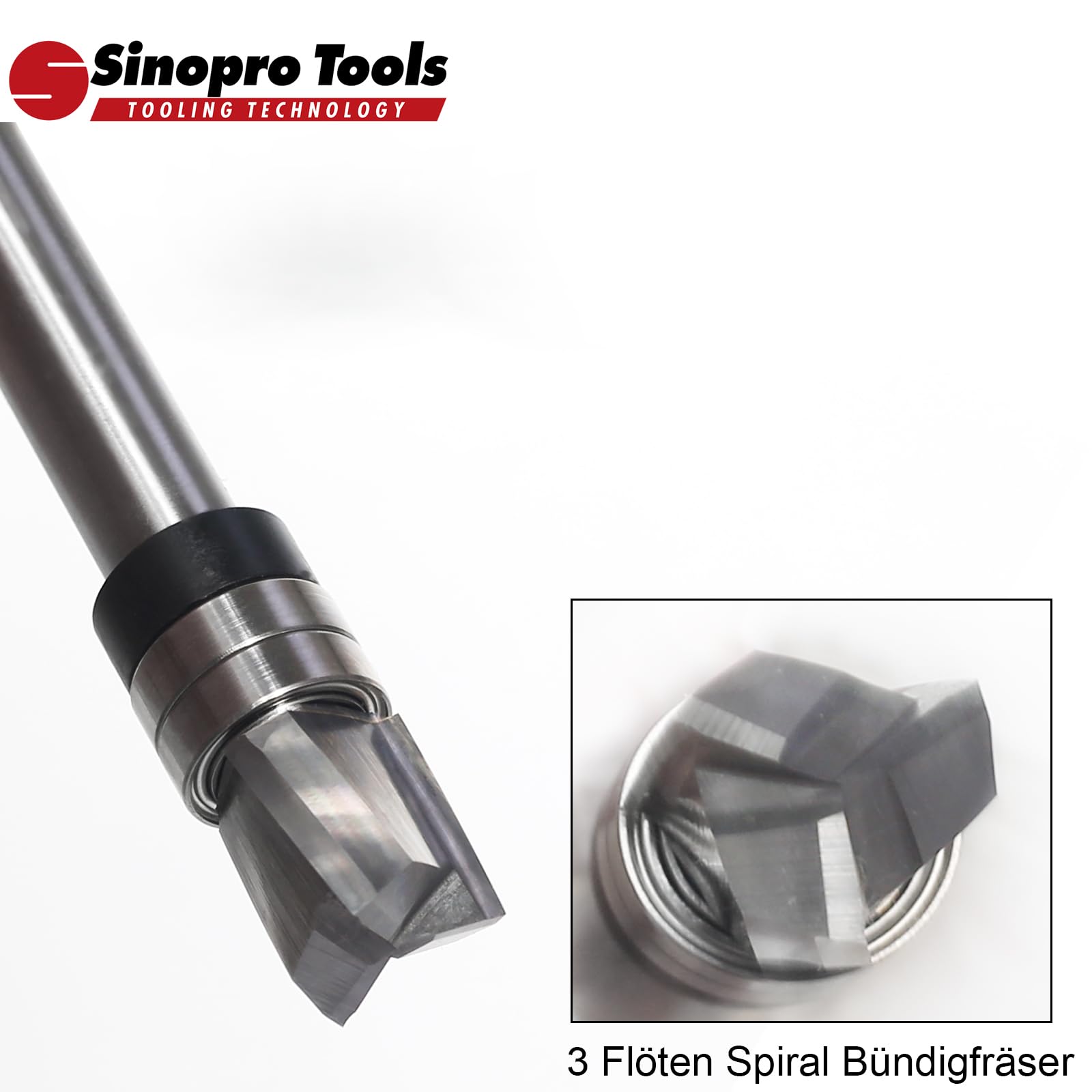 Fresa elicoidale da 8 mm, codolo VHM, 3 flauti Downcut, diametro di taglio 12 mm, lunghezza di taglio 12,7 mm, fresa a filo per bordi del legno, a filo per fresatura o per copiare