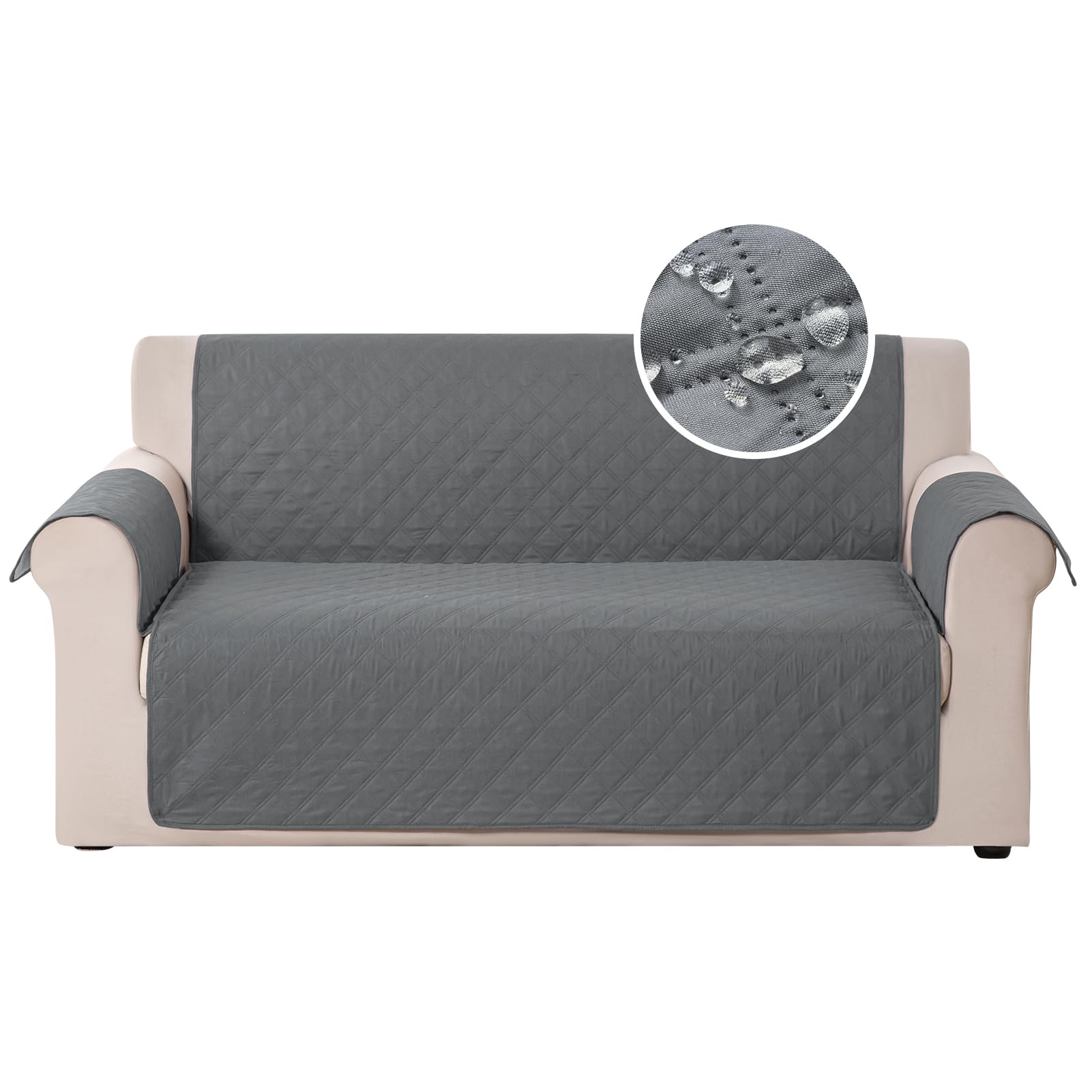 Carvapet Fundas Sofás Repelente al Agua Fundas de Sofá Protector de Mascotas Perros Gatos Antideslizante Cubre Sofá Protector de Muebles(4 plazas,Gris)