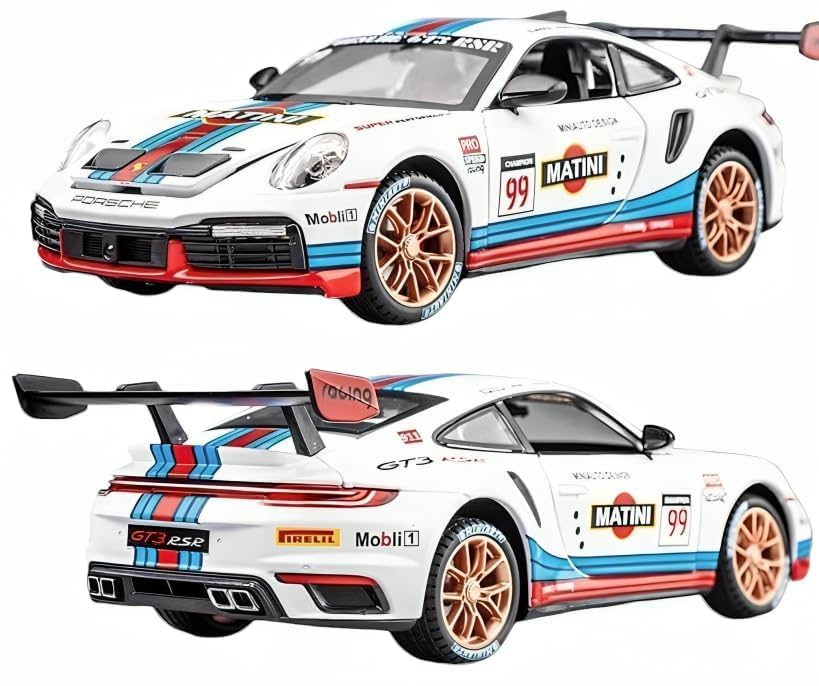 Image of EUPHORIA Toys Porsche 911 GT3 RS RSR Turbo S 1:32 Scale Model Car Exclusive Alloy Metal car Pull Back Die-cast Metal Toy car with Openable Doors Light Music Best Gifts Toys Kids