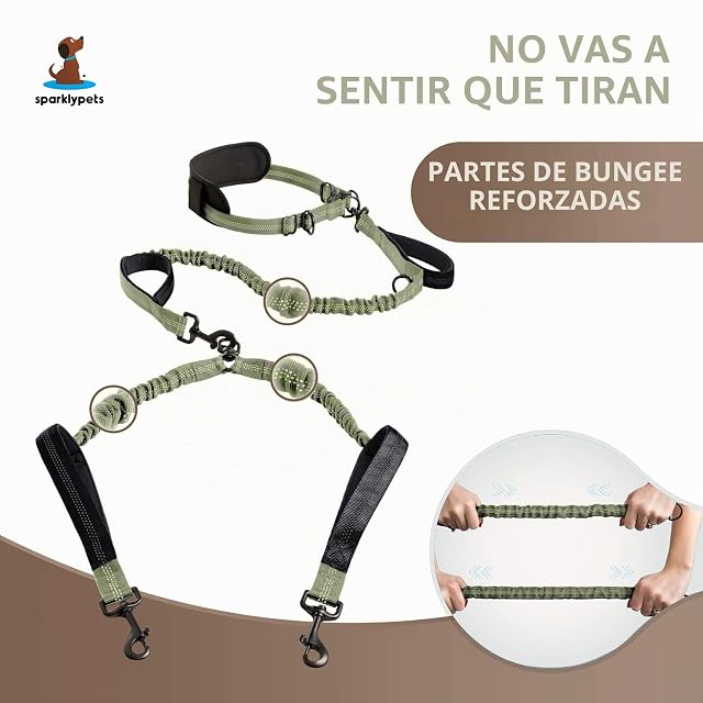 Foto 3 de 7 de SparklyPets - Correa Manos Libres para Perros de Raza Mediana y Grande, arnés Profesional con Costuras…