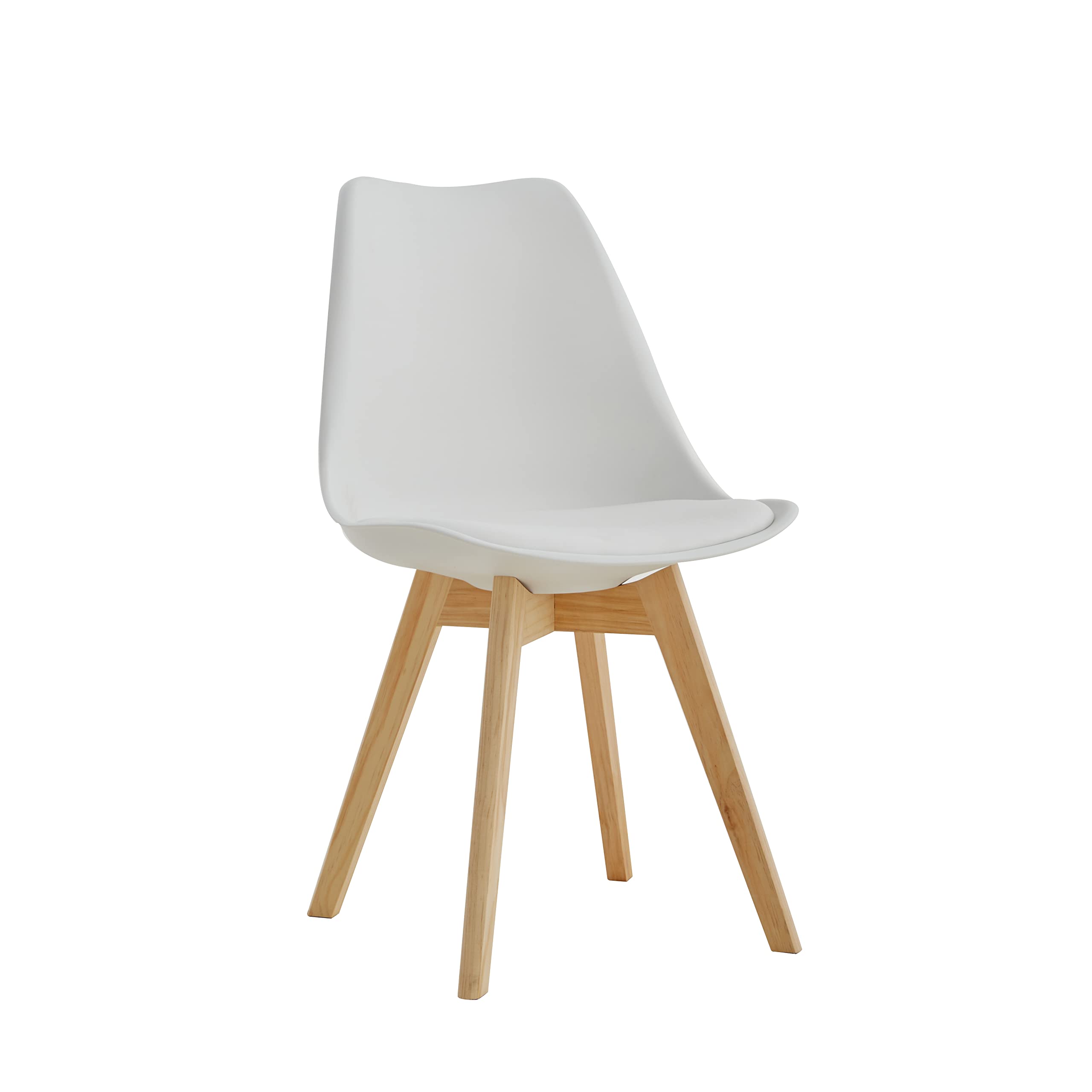 GrandCA HOME Pack de 6 Sillas de Comedor, Silla de Cocina con Patas de Madera de Pino, Sillas Tapizadas para Comedor, Sala y Cocina, Blanco