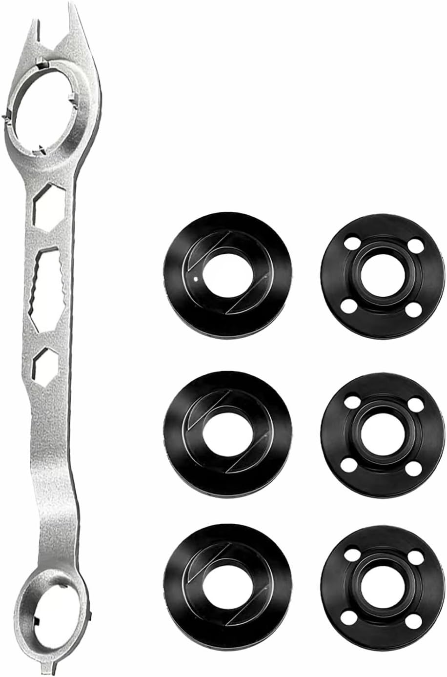 7PCS Multi-Functional Angle Grinder Wrench and Angle Grinder Nut Kit，5/8-11 Flange Metal Lock Nut, Compatible with Bosch, Dewalt, Milwaukee, Makita1, Metabo, Ryobi 4.5"/5"/7" Grinder Parts