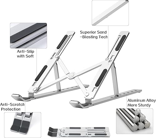 Miniatura 6 de Laptop Stand for Desk,Adjustable Height Foldable Portable Dj Laptop Stand,Computer Stand,Ergonomic Aluminum Laptop Stands,Compatible 10-15" MacBook