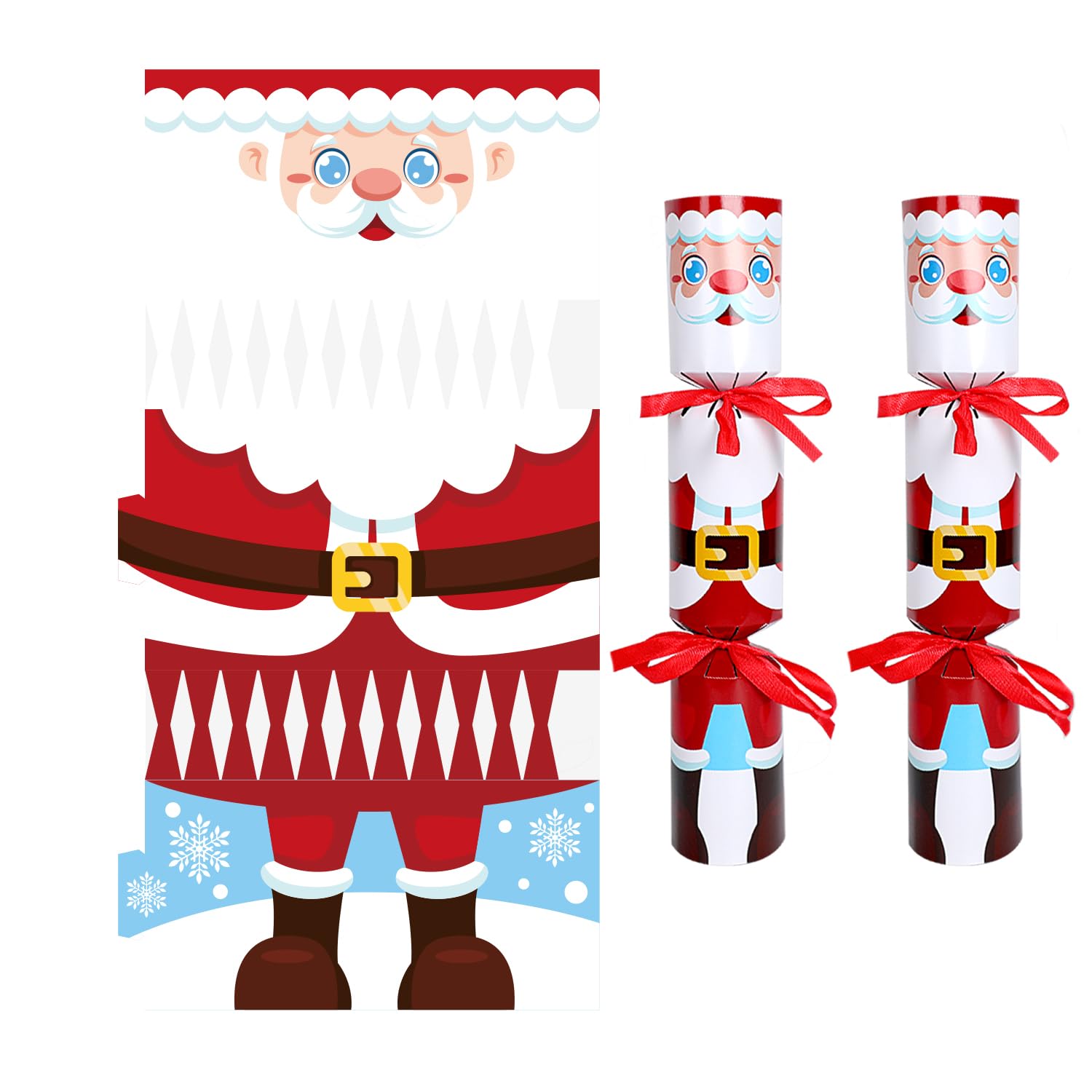 DERAYEE 10 Packs Christmas Crackers No Snap Santa Claus Style Party Table Favors DIY Xmas Party Cracker Treat Boxes for Holiday Dinner