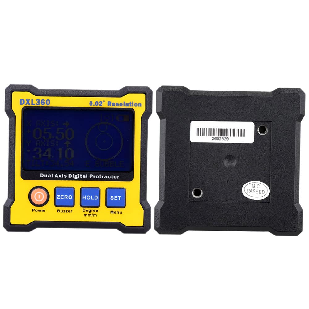 DXL360 - Transportador de ángulo digital de doble eje con base magnética de 5 lados, nivel de pantalla digital de doble eje de alta precisión 100-240V 50-60Hz