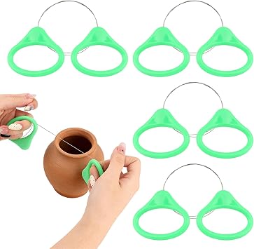 4Pcs Pottery Wire Tool,Steel Clay Cutter Pottery-Tools with Comfortable Handles,Wire Cutter Cut Off Tool for Pottery and Clay Artists,Easy to Use,for Pottery-Cutting Sculpting Work