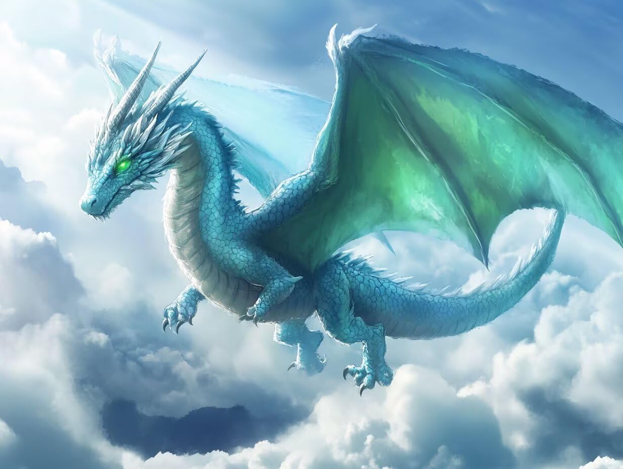Malowanie według numerów dla dorosłych, niebo DragonN 70x90cm Akrylowe malowanie po numerach dla dzieci Dorośli Początkujący Malowanie 3 pędzlami Akwarela Malowanie według numeru Dzieci Zestaw do