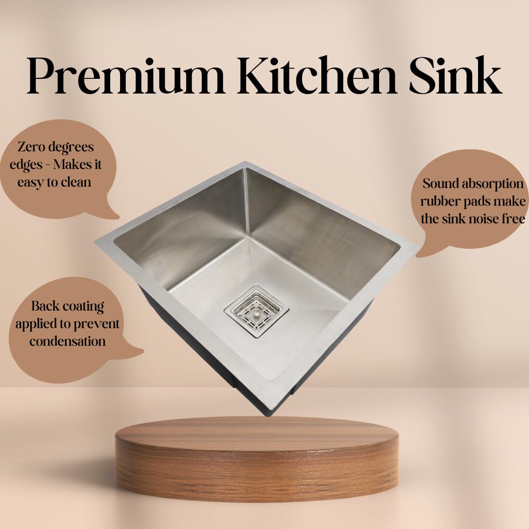 BOWLS & MORE | 20" x 17" x 9" Heavyduty Handmade Kitchen Sink | 304 Grade Stainless Steel Kitchen Sink | Matt Finish (SILVER) 3