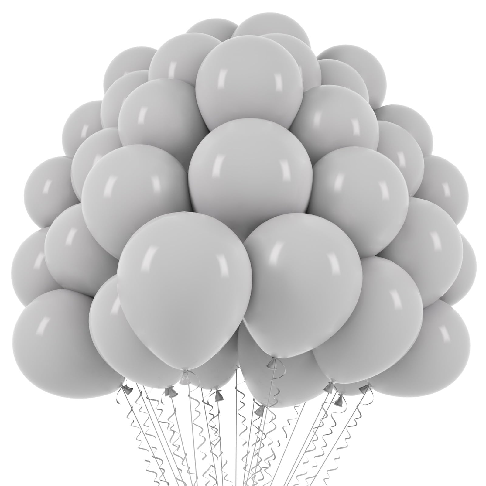 Voircoloria 110pcs Gray Latex Party Balloons, 12inch