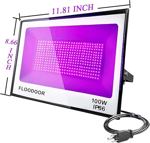 Miniatura 4 de Luces LED negras de 100 W para fiesta brillante, luz negra con enchufe, luz negra impermeable IP66 para Halloween, fiesta de luz negra, póster