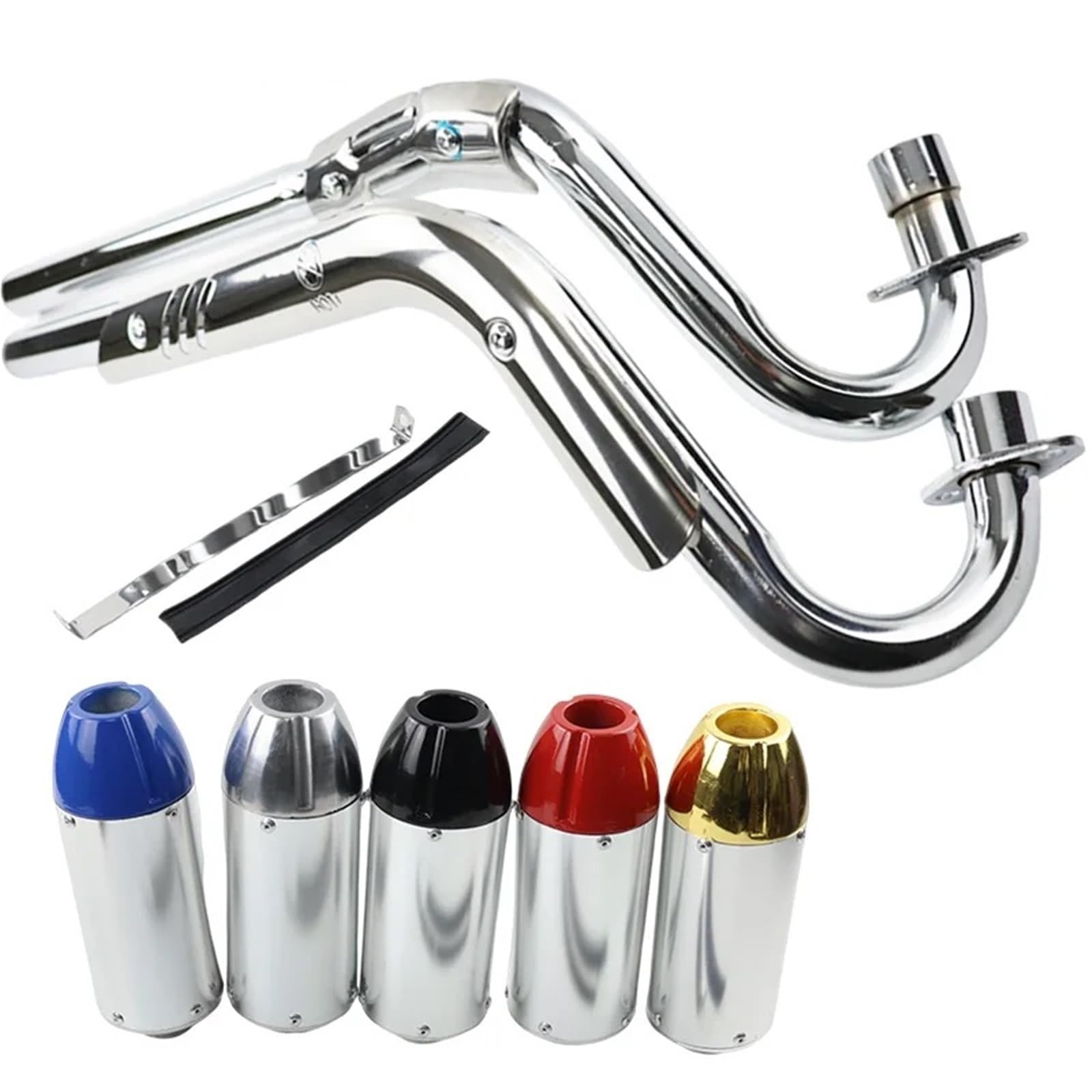 Silencieux echappement Kit d'assemblage de silencieux d'échappement pour moto, pour XR CRF50 50cc 110cc 125cc Motocross(Black)