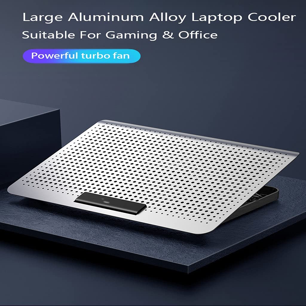 Gaming-Laptop-Kühler, leiser Ventilator, Metall-Kühlpads, Port, tragbar, verstellbar, Notebook-Ständer für 30,5 - 40,6 cm (
