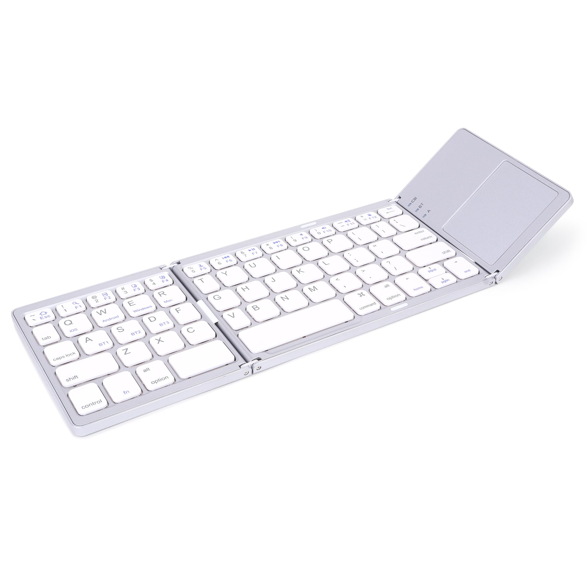 BITECHKART Foldable Bluetooth Keyboard, Pocket Size Portable Mini BT Wireless Keyboard with Touchpad for Android, Windows, PC, Tablet, with Rechargeable Li-ion Battery_20 x 10 x 3 cm - Grey-image-36