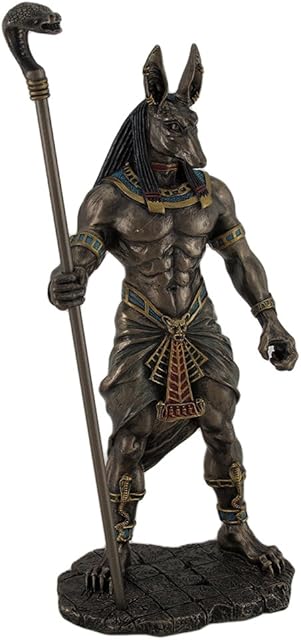 Anubis Holding Cobra Head Scepter Statue