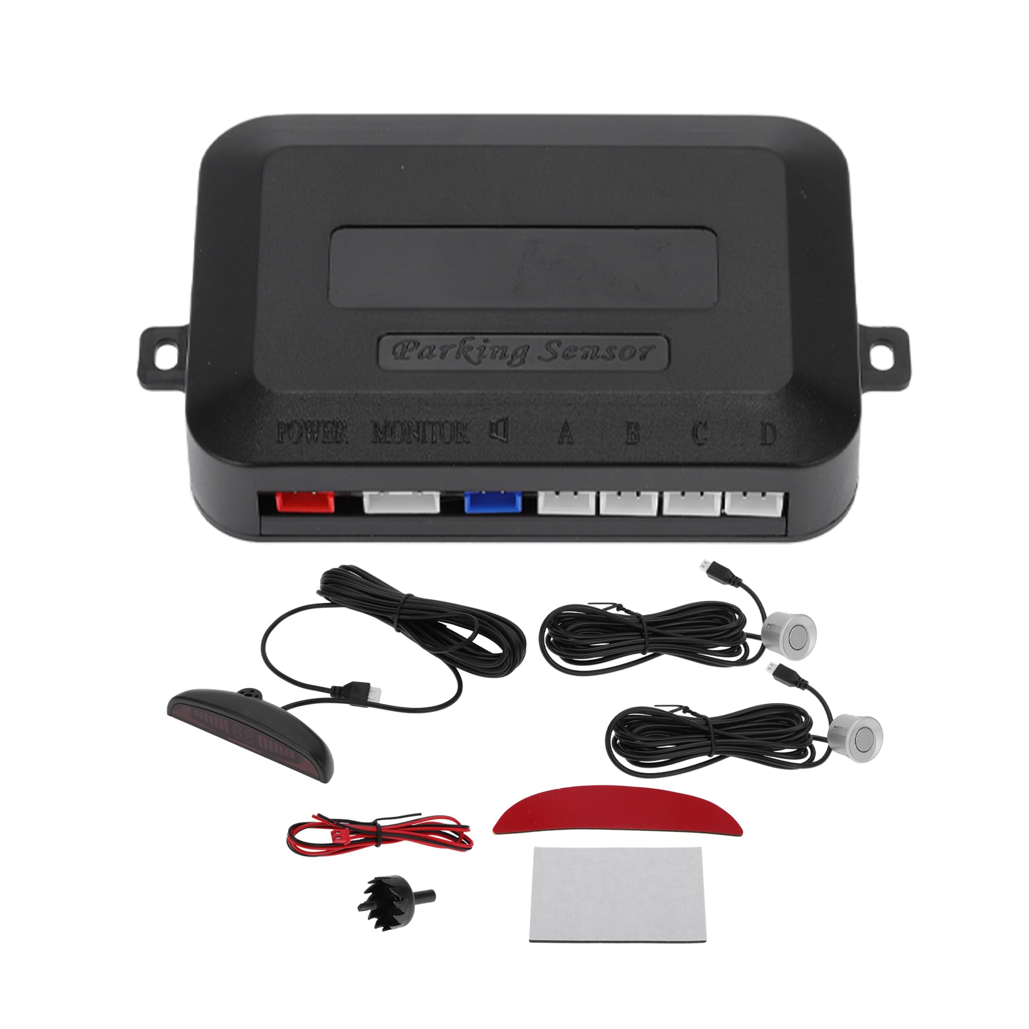 Motoforti Universal Car Auto Vehicle Reverse Backup Radar System Reverse Parking Sensors Alarm Buzzer Reminder Distance Detection Silver Tone 2Parking Sensor