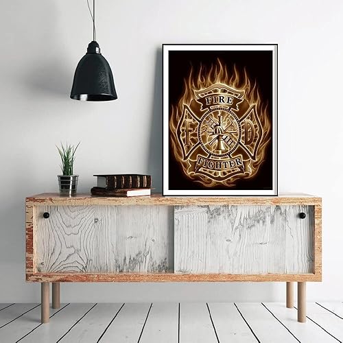 Miniatura 2 de YEEIFFD Kits de pintura de diamante de bombero 5D DIY, pintura de arte de diamante redondo, regalo de decoración de 12 x 16 pulgadas