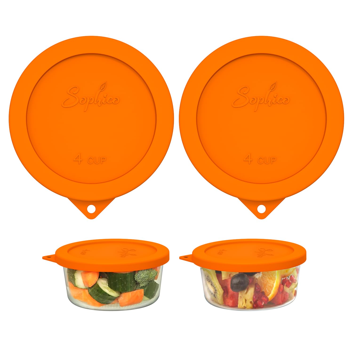 SOPHICO 4 Cup Silicone Lids Replacement for Pyrex &amp; Anchor Hocking 7201-PC