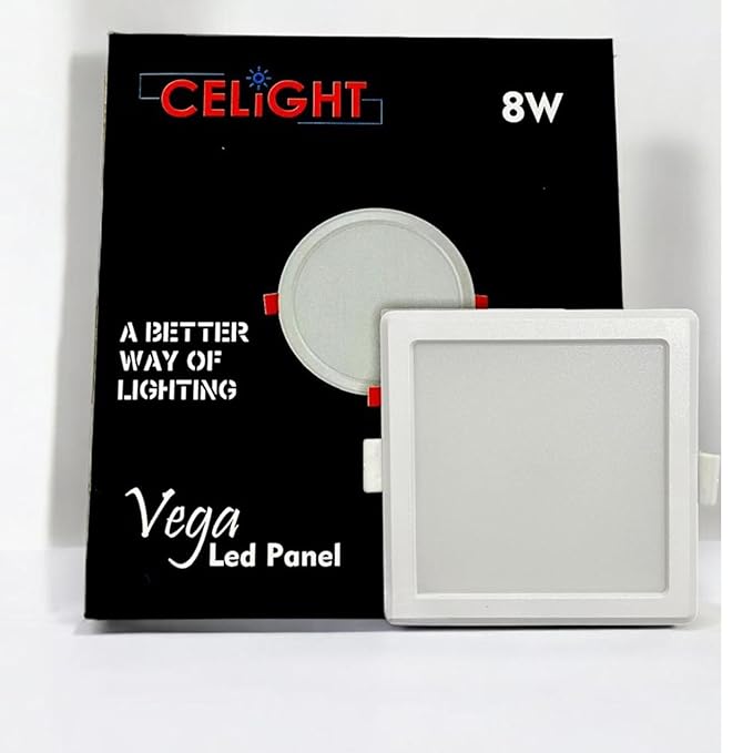 CELIGHT 8W Square LED Panel Light, Warm White| Cut Size- 4 inch | False Ceiling Light | Ceiling Light