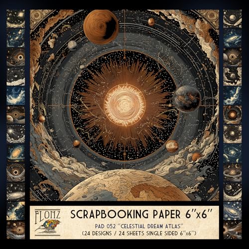 Papier pour scrapbooking FLONZ 15x15 cm 24 feuilles motif atlas céleste