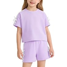 Toddler Girl Clothes 2 Piece Girls Summer Outfits White Bows Short Sleeved Top + Shorts Cute Clothing Set 3T-8Y