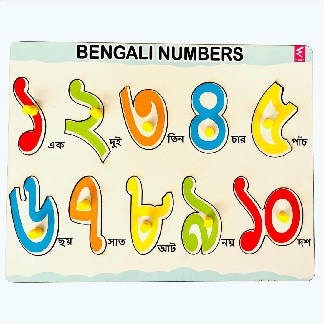 WISSEN Wooden Bengali Numbers 1-10 Peg Board Puzzle- 12 * 9 inch | Early Learning Bengali Number for 2-3 Kids (B0CMP3LS2W) Amazon Price History, Amazon Price Tracker
