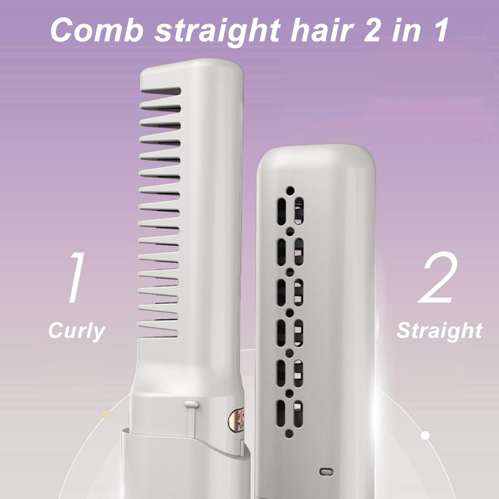 Cordless Hair Straightener Brush, Portable Straightening Brush with 3 Adjustable Temperature - Image 3