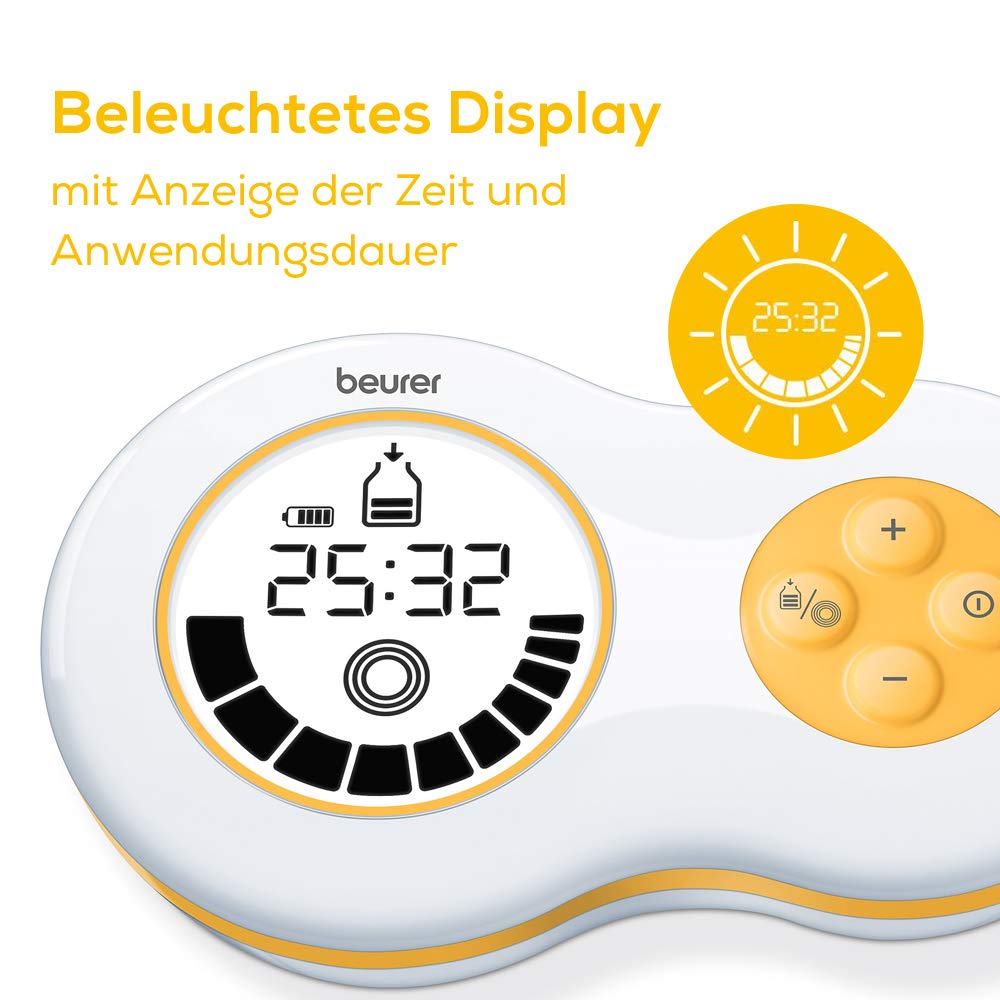 Beurer BY 40 elektrische Milchpumpe mit Stimulationsmodus und Memory-Funktion, inkl. Avent- und NUK-Adapter