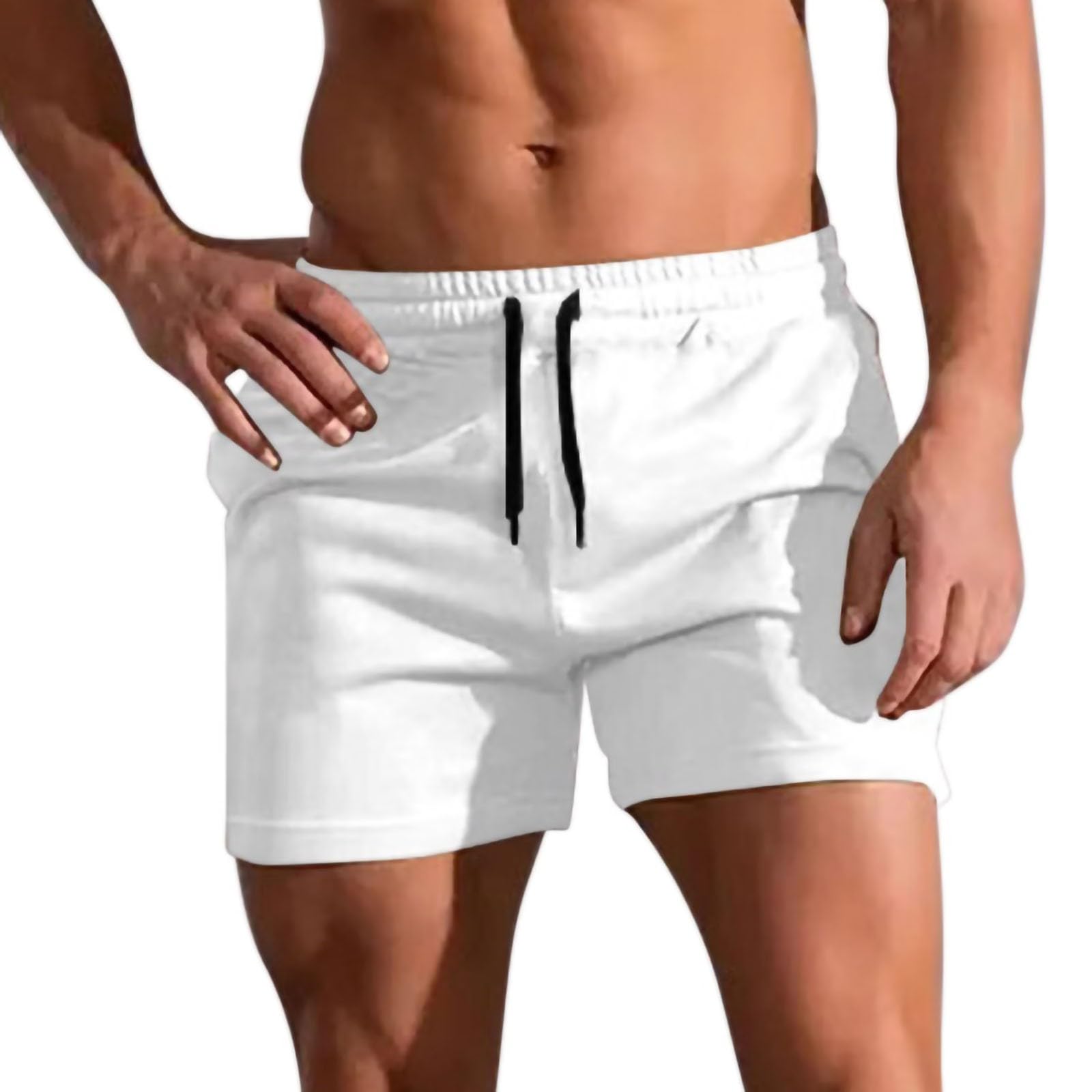 Mens Fitness Sports Shorts Lightweight Athletic Workout Running Short Pants Slim Fit Solid Color Summer Beach Trunks