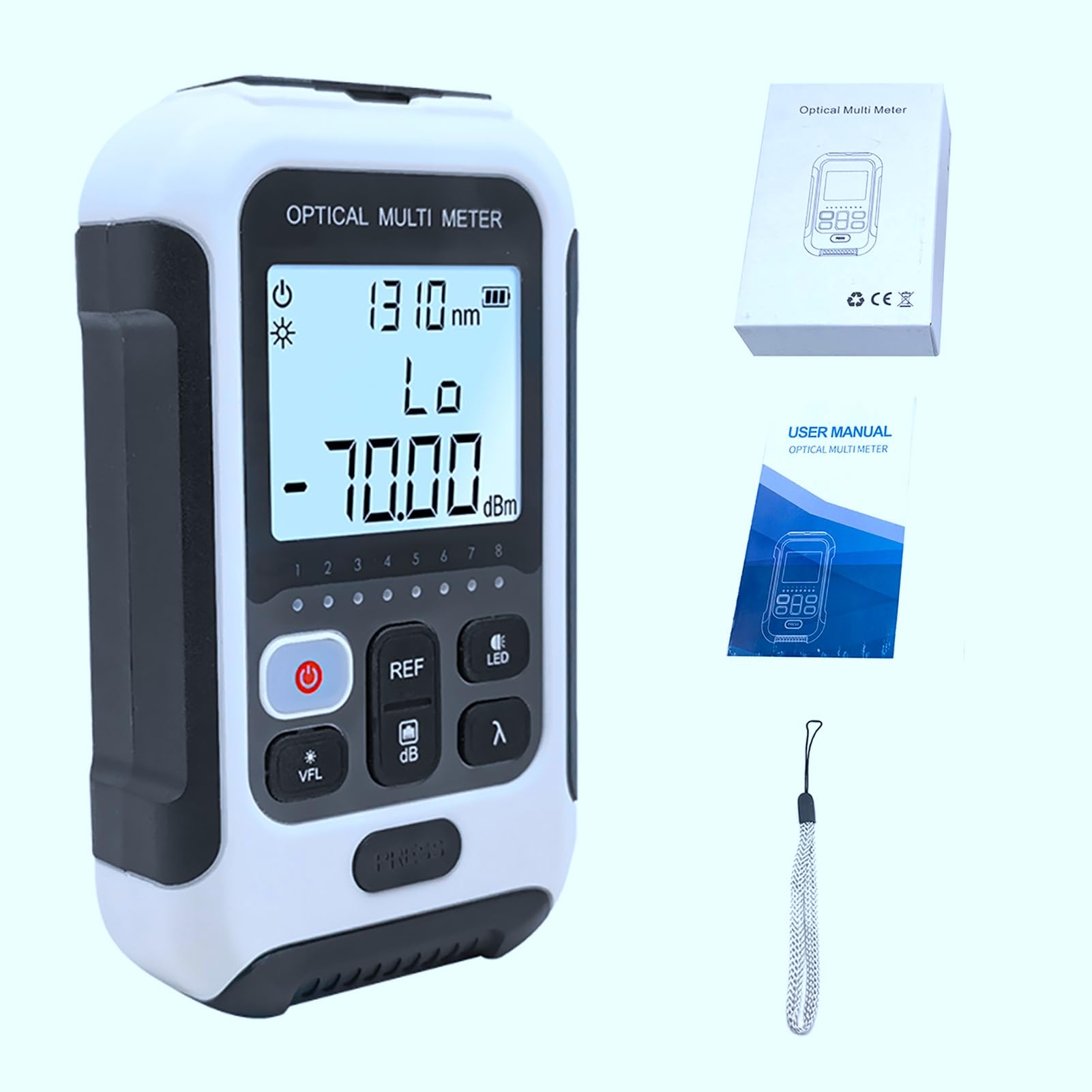 Medidor de Potencia óptica, Medidor de Potencia de Fibra óptica 3 en 1 con 10 Longitudes de Onda FC/SC/ST Probador de Fibra de Interfaz Universal con Calibración y Cálculo