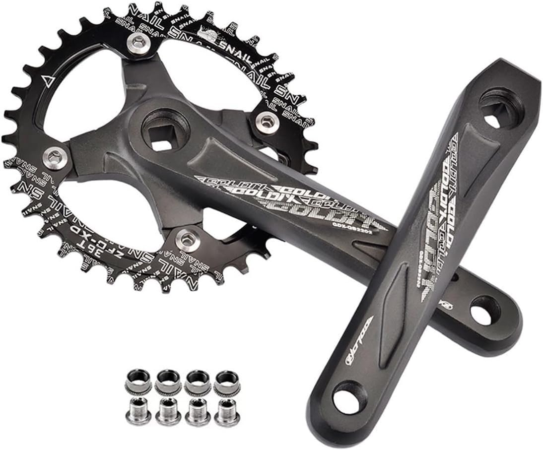 Guarnitura per Bici con Perno Quadro 170/175mm 104BCD Guarnitura per Mountain Bike 32T/34T/36T/38T/40T/42T Monomarcia Corona a Denti Stretti e Larghi Set di pedivelle MTB per 10/11