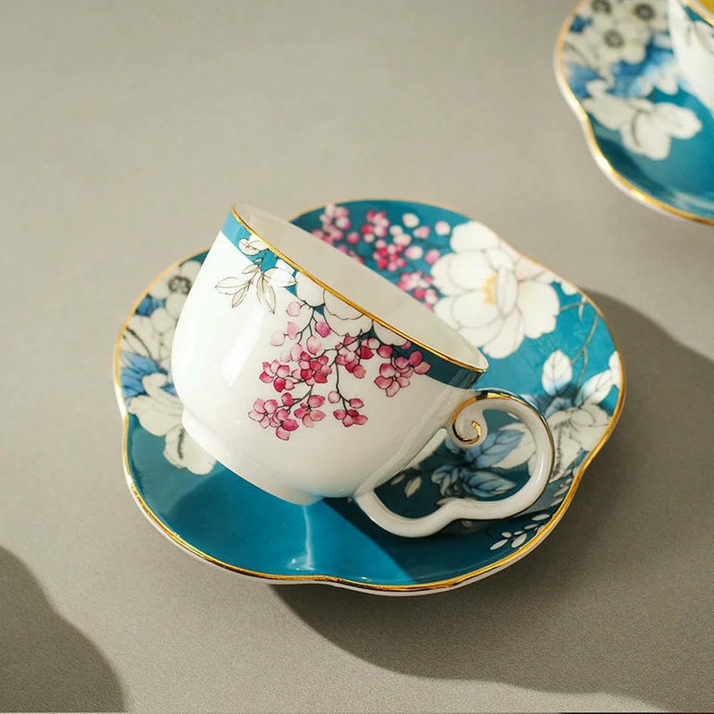 Tazza da tè in Ceramica con Vassoio, Resistente al Calore con Manico, Tazza da tè per Ragazze, Tazza da caffè, Tazza da tè pomeridiano, piattino
