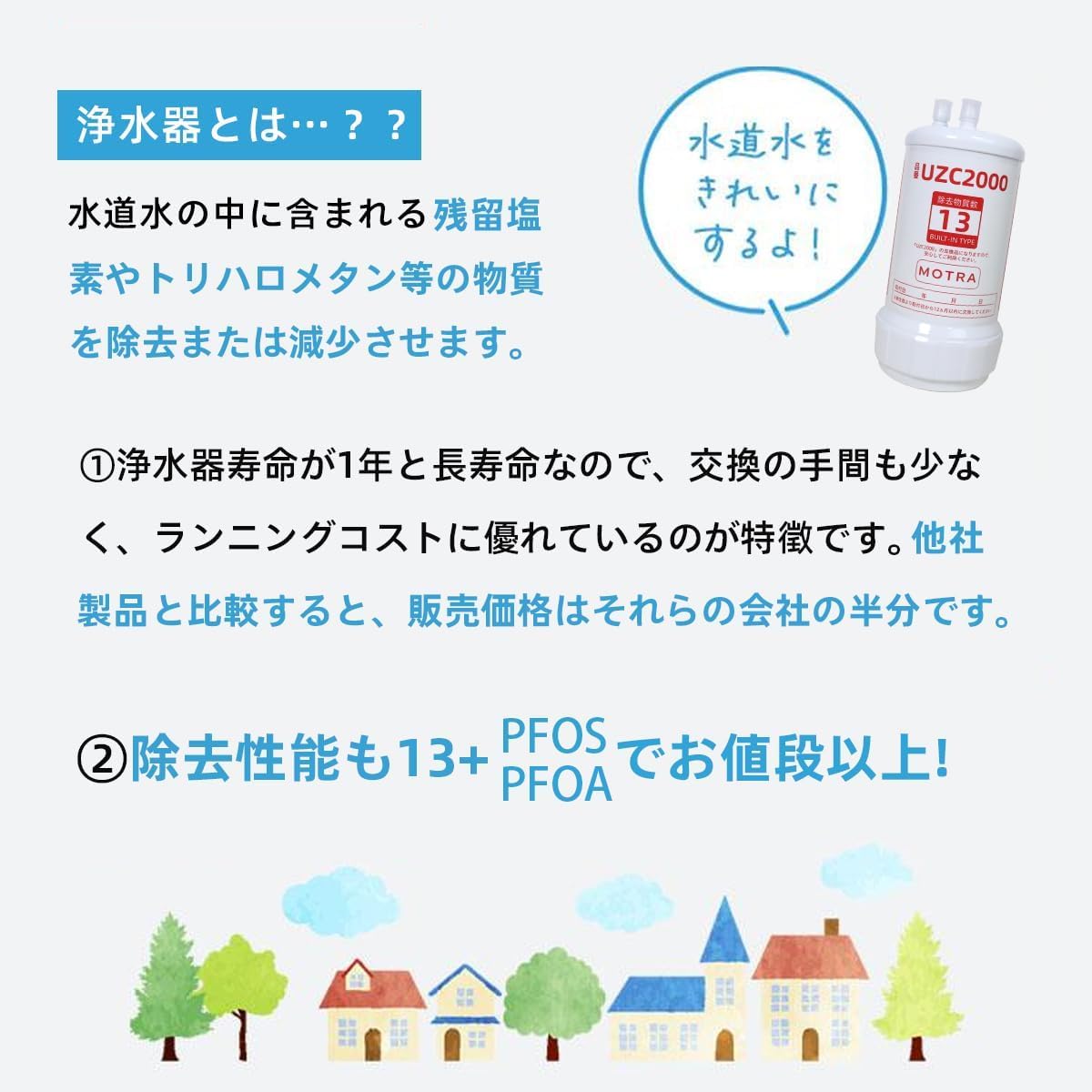Amazon | UZC2000 交換用浄水カートリッジ ビルトイン型浄水器