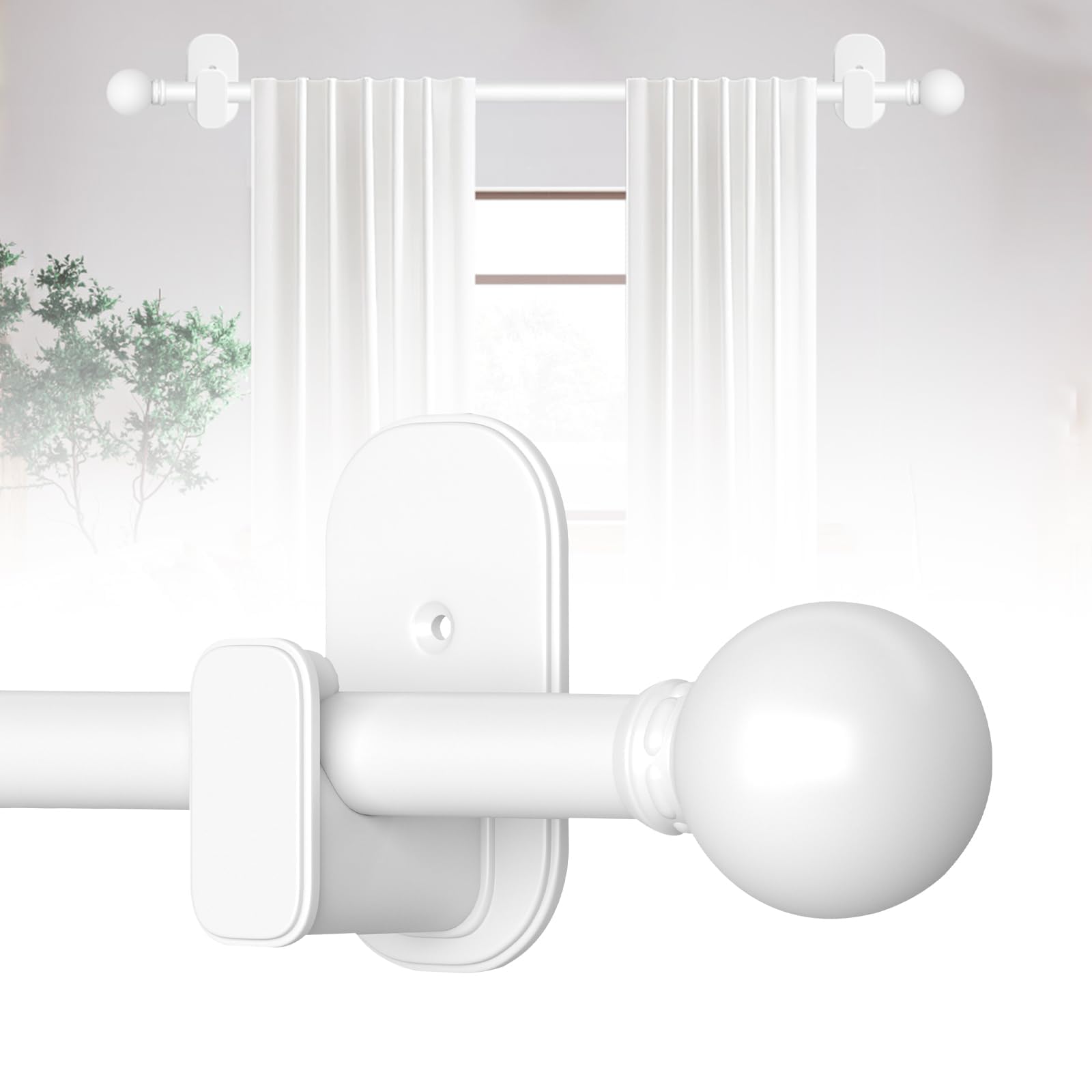 TKZTKZ Curtain Rods No Drilling for Windows 36 to 88 Inch:No Drill Small White Curtain Rod with Adhesive Brackets for Bedroom,5/8" Apartment Renter Friendly Adjustable Drapery Rods Easy Install