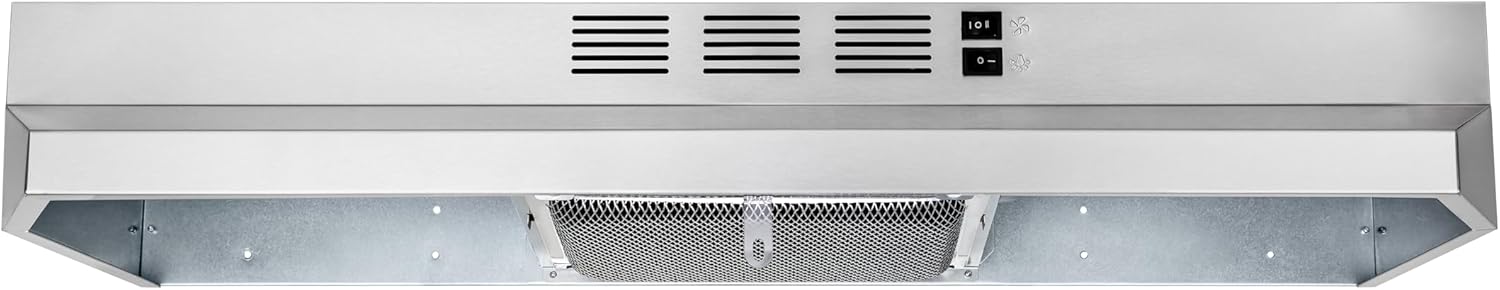 OVO 30 inch Under Cabinet Range Hood Vent with 2 Speed Exhaust Fan, Rocker Switch, Stainless steel Kichen Hood, Ducted and Ductless Convertible Vent Hood, 225 CFM