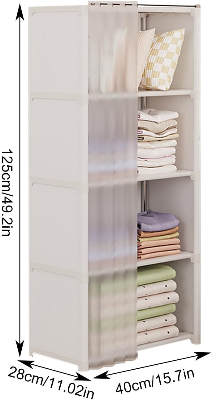 Portable Closet Wardrobe for Small Room, Clothes Storage Rack, Clothes Organizer Cabinet, Dust-Proof Garment Shelf for Home Bedroom Dormitory