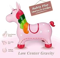 Vista 2 de INPANY Juguetes de Caballo Saltarín de Unicornio, Caballito Inflable para Niñas, Animales Saltarines, Saltador de Goma para Montar, Juguetes